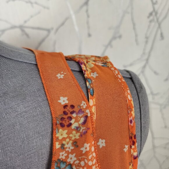 Cabi Orange Floral Print Cutout Shoulder Tank - Picture 4 of 8